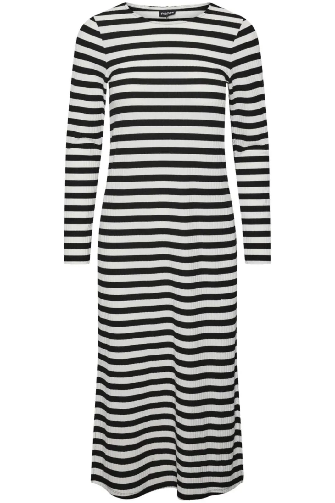 Hot Pieces Pcfiline Ls O-Neck Midi Dress Kac 4575844 Black Bright White