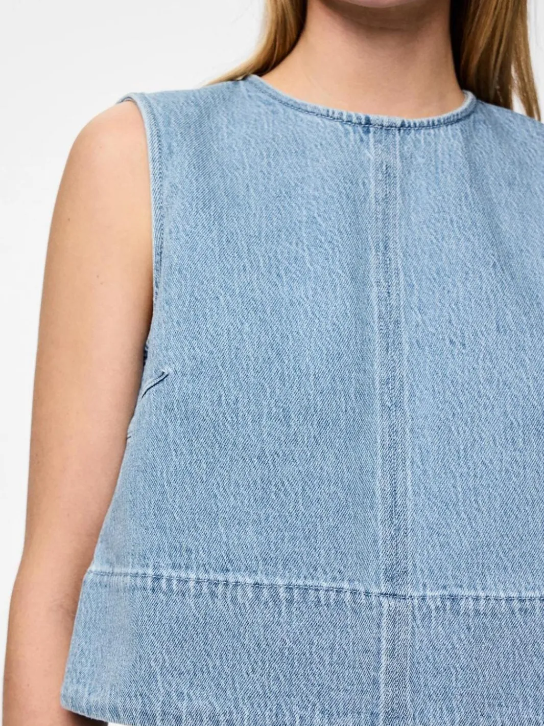 Hot Pieces Pcflora Sl Denim Top 4774692 Light Blue Denim