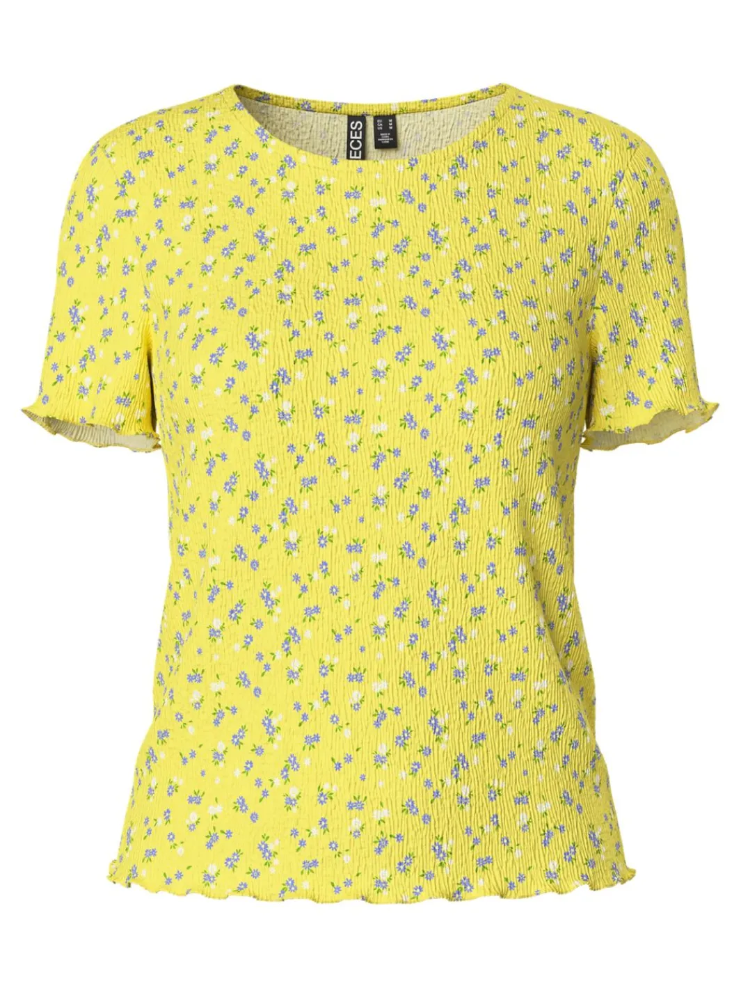Pieces Pcflora Ss O-Neck Top 4699173 Pale Banana Small Flower