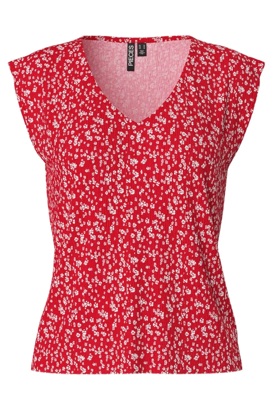 Discount Pieces Pcflora Ss V-Neck Top 4699179 Lollipop Small Flower