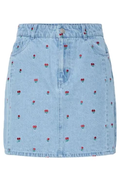 Outlet Pieces Pcfreia Short Denim Skirt Fsy 4925858 Light Blue Denim Tulips