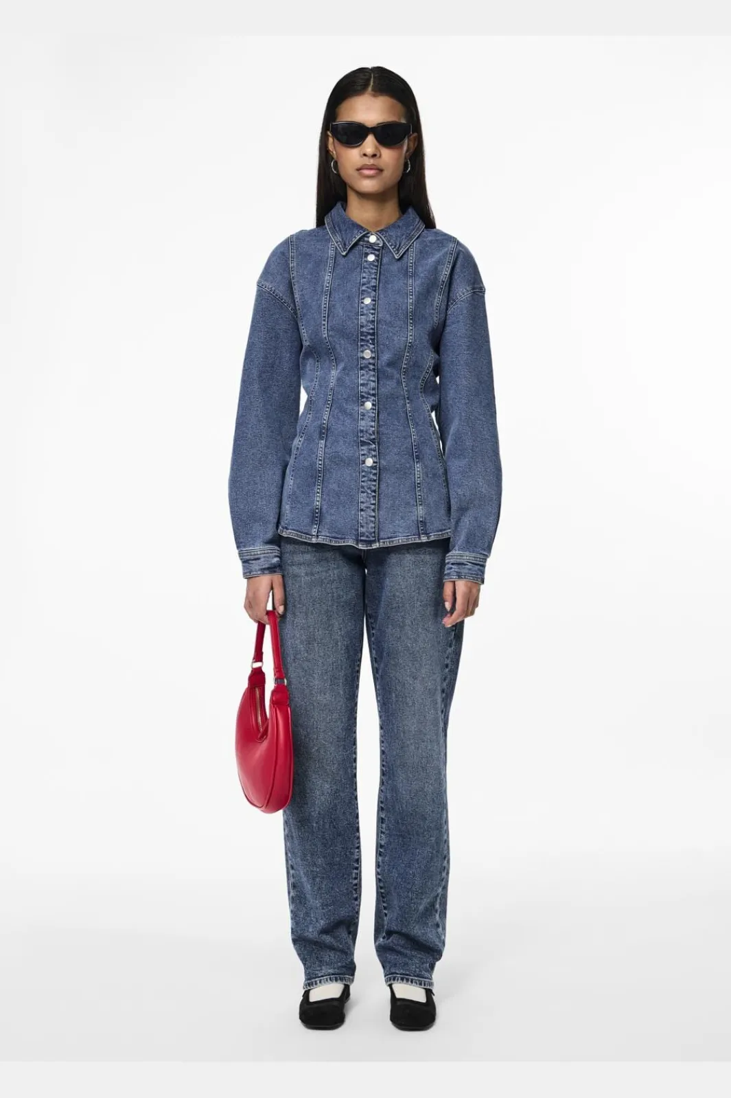 Best Pieces Pcginny Ls Denim Shirt Jit 4621892 Medium Blue Denim