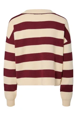 Best Pieces Pcjassy Ls Polo Knit Cardigan 5040029 Winetasting Birch