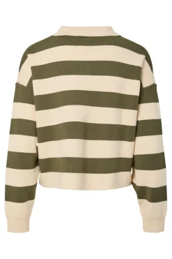New Pieces Pcjassy Ls Short Polo Knit 5040021 Sphagnum Birch