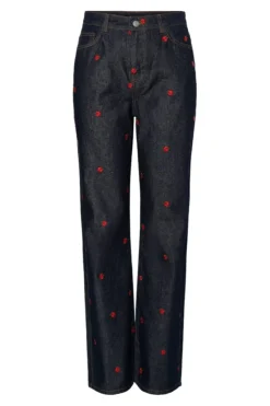 Pieces Pcjava Straight Jeans 4888513 Dark Blue Denim Rose