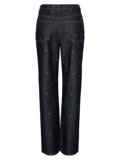 Pieces Pcjava Straight Jeans 4888513 Dark Blue Denim Rose