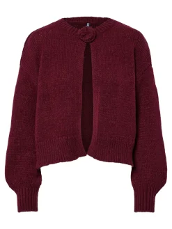 New Pieces Pcjelena Ls O-Neck Knit Cardigan 4848844 Tawny Port