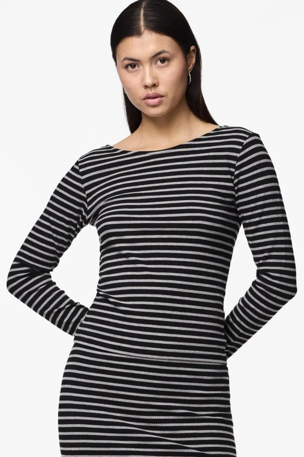Hot Pieces Pcjuna Ls Top 4594273 Black Light Grey