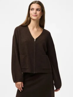 Clearance Pieces Pcjunna Ls V-Neck Knit Cardigan 4819445 Hot Fudge Melange