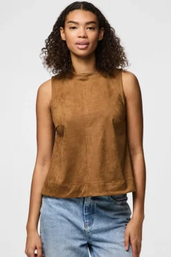 Best Pieces Pcjuno Sl O-Neck Top Fsy 4889516 Amber Brown
