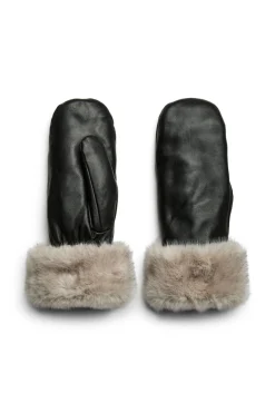 Online Pieces Pcjutlandia Leather Mittens 4836235 Black