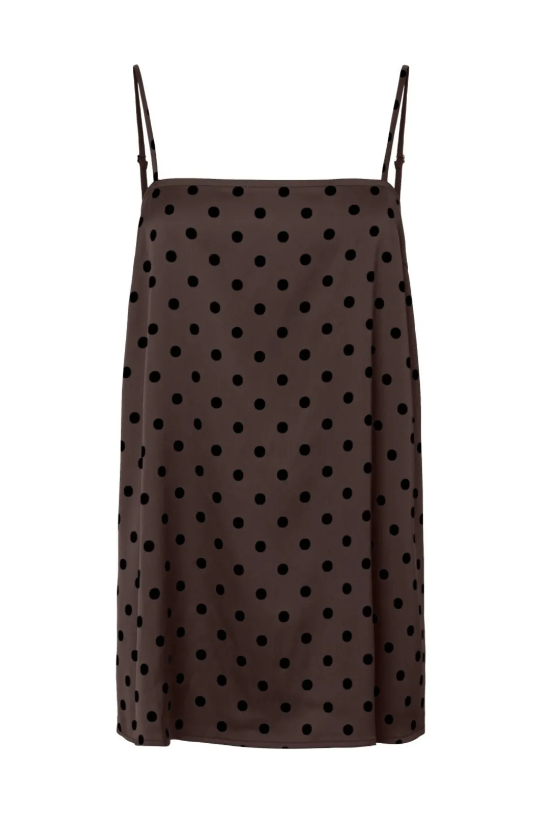 Clearance Pieces Pcjytta Strap Satin Top 5069036 Hot Fudge Black Dots