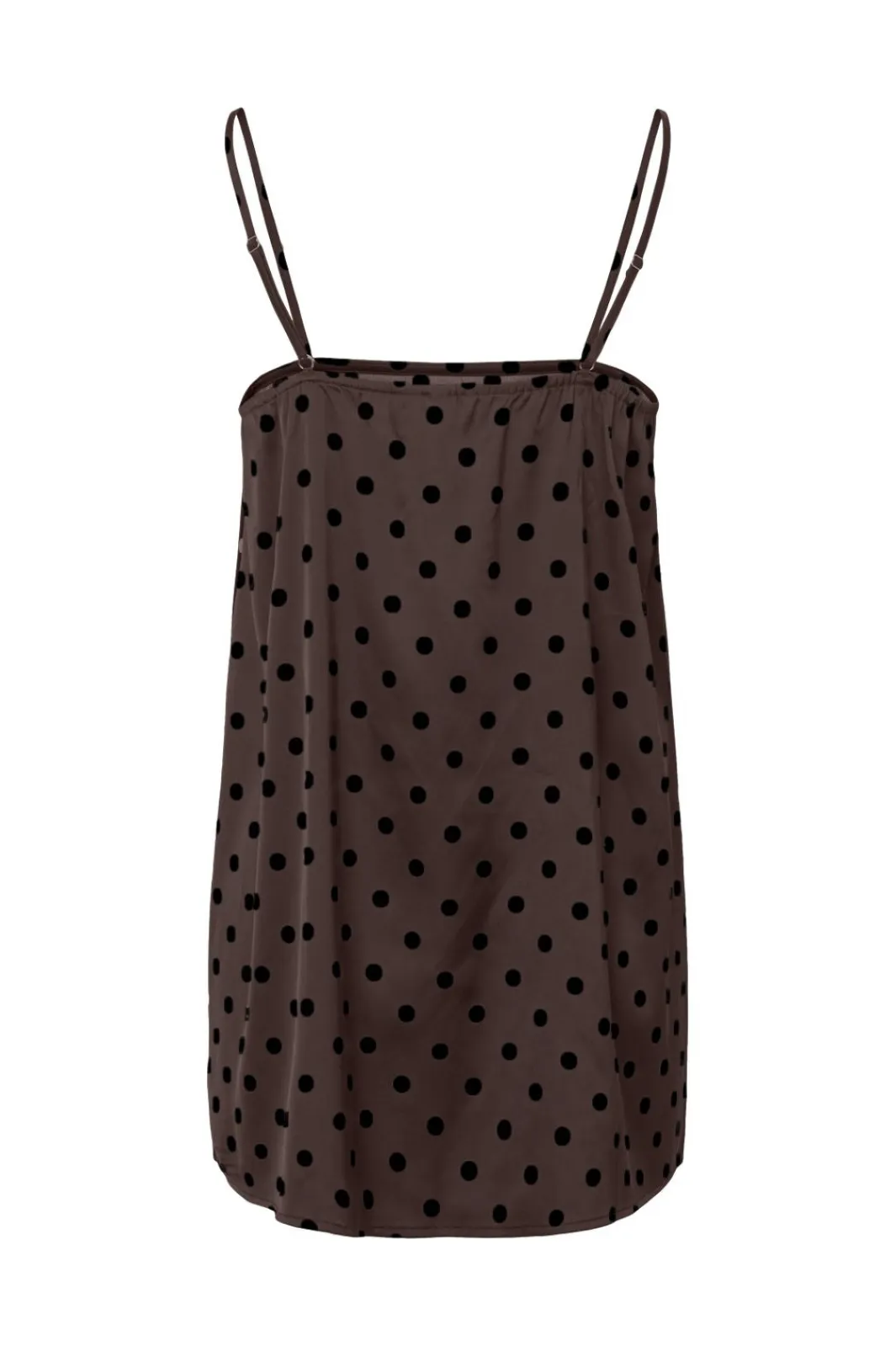 Clearance Pieces Pcjytta Strap Satin Top 5069036 Hot Fudge Black Dots