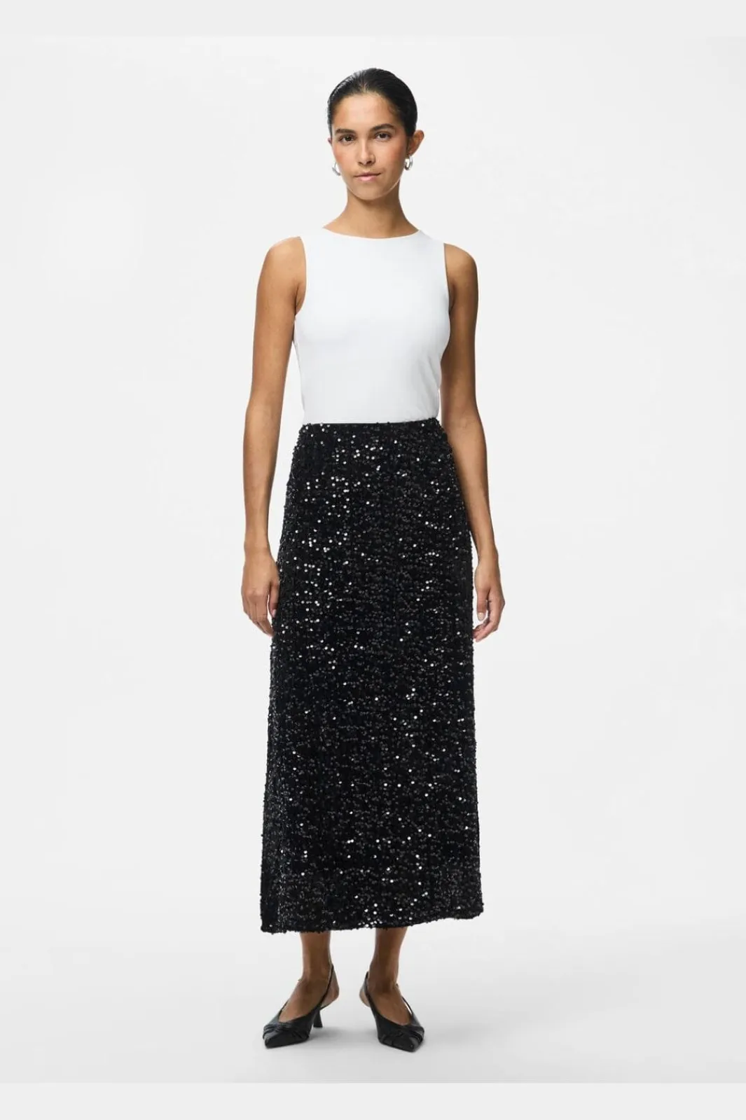 Sale Pieces Pckam Ankle Skirt 4859014 Black Black Sequins