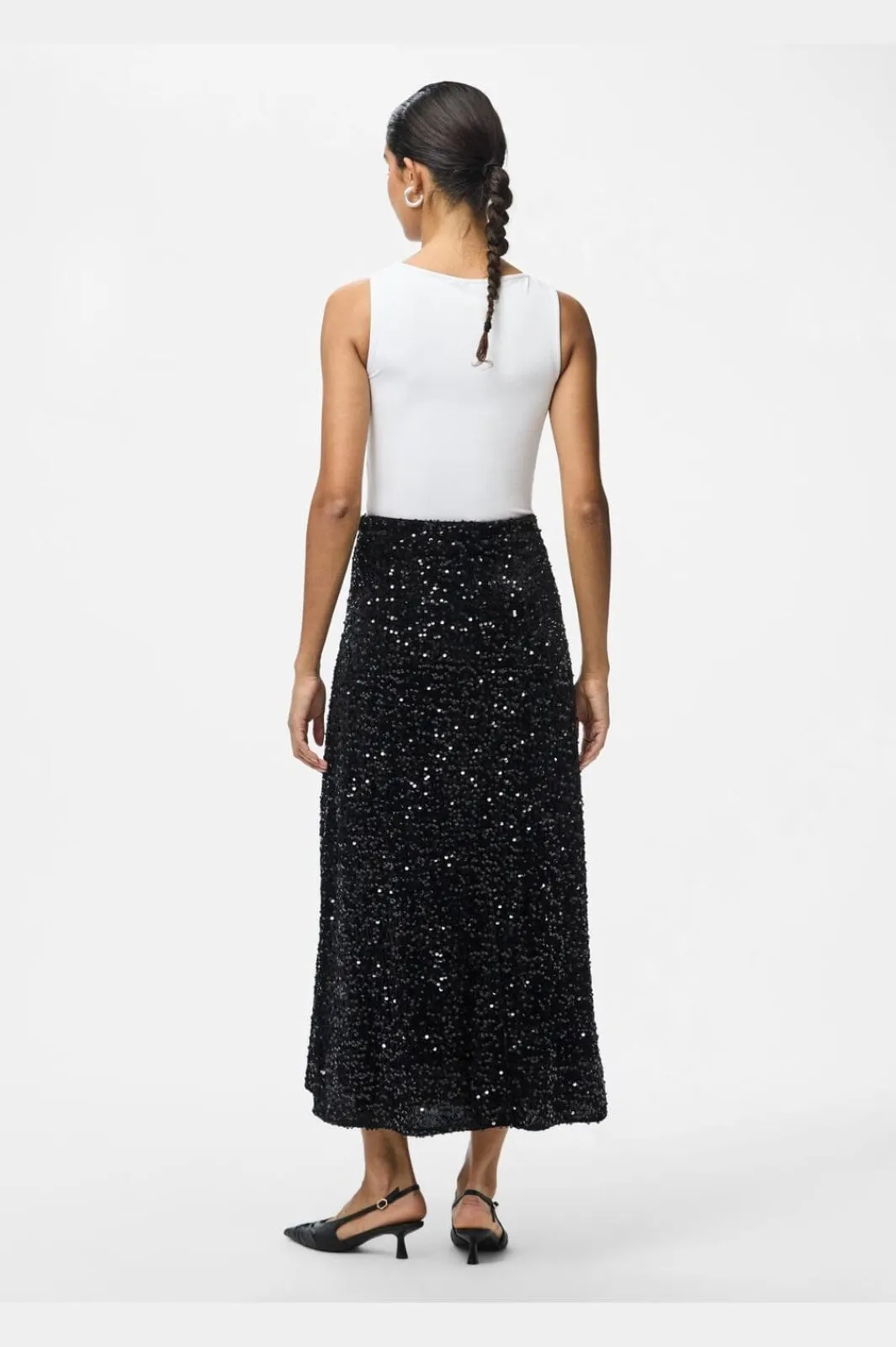 Sale Pieces Pckam Ankle Skirt 4859014 Black Black Sequins