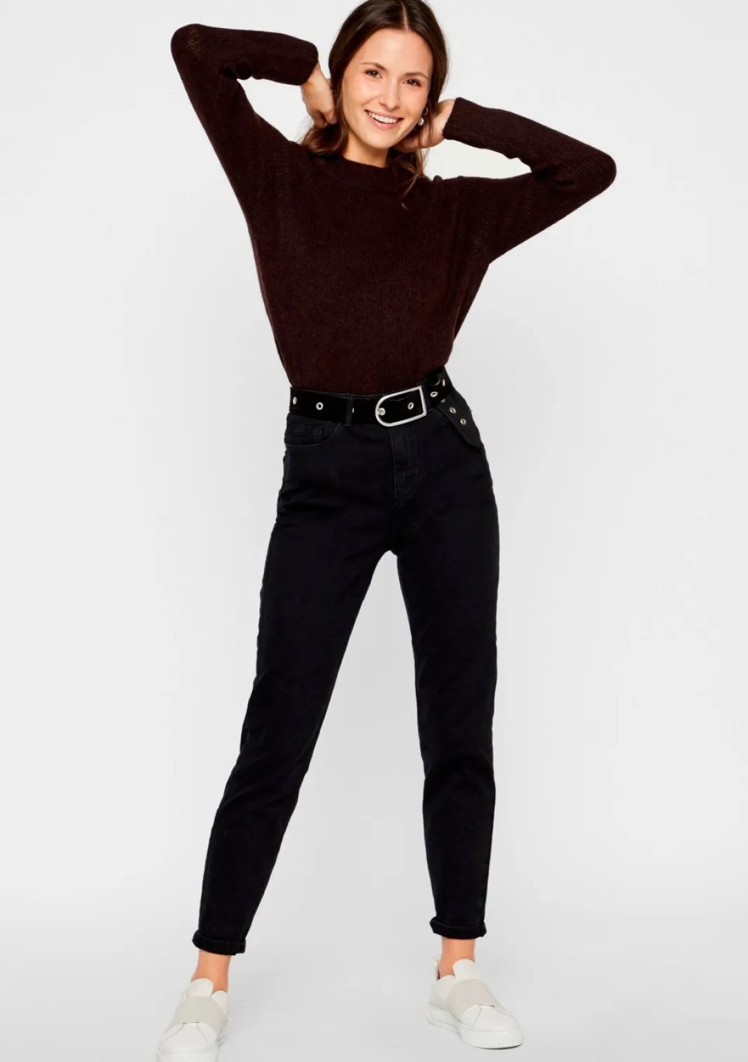 Online Pieces PcKesia Mom HW Ank. Jeans NOOS Black Denim