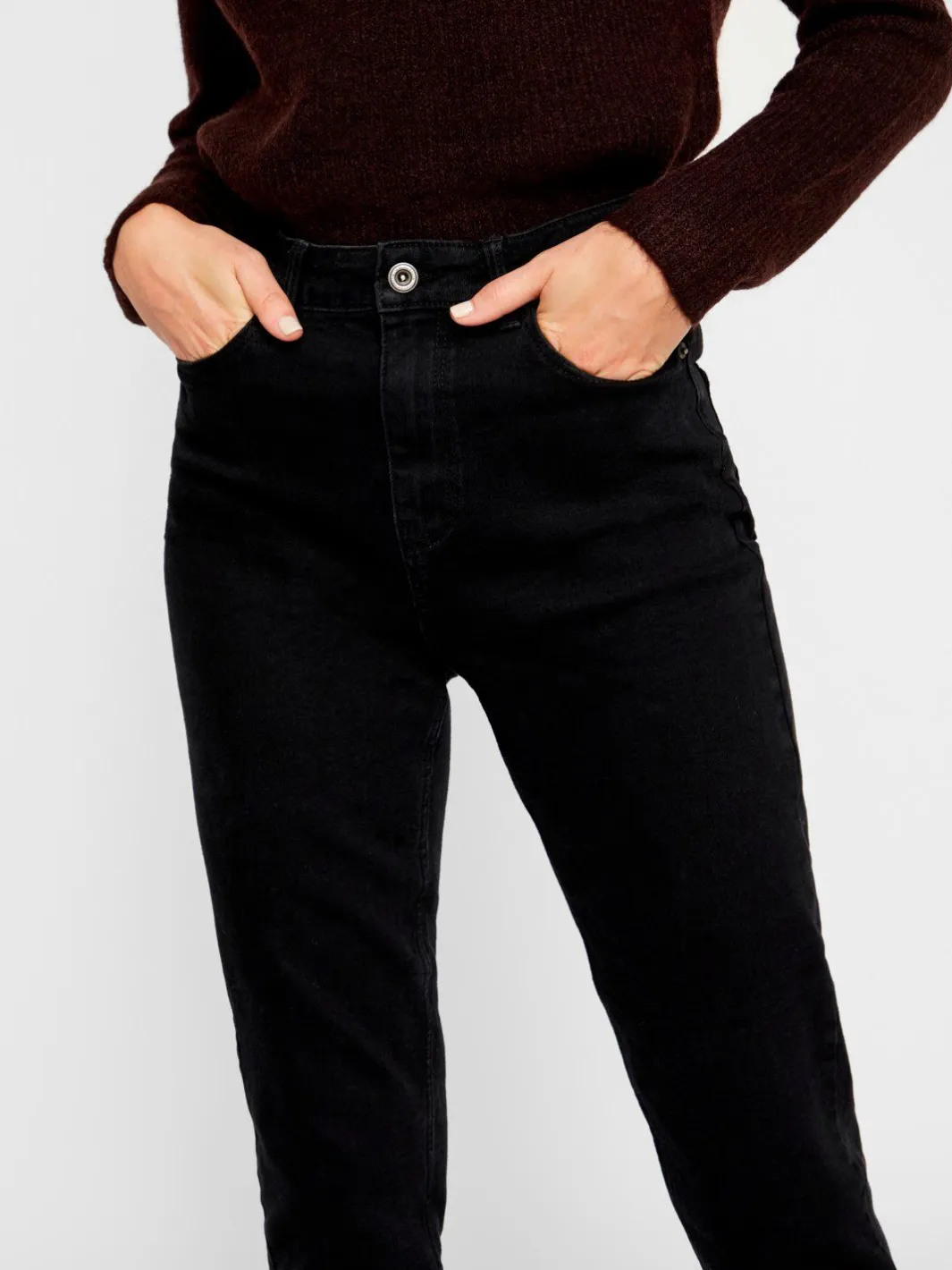 Online Pieces PcKesia Mom HW Ank. Jeans NOOS Black Denim