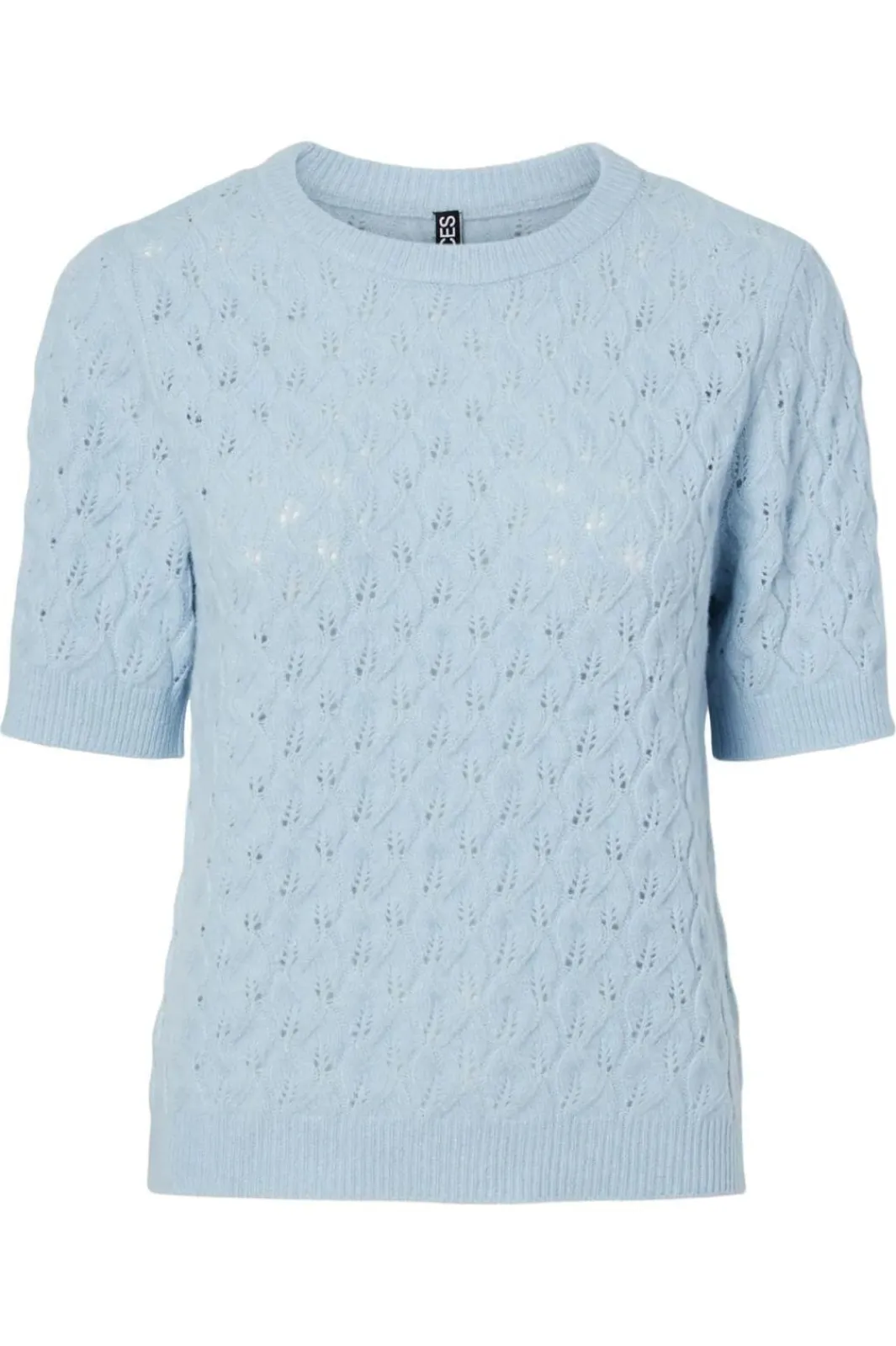 Sale Pieces Pclelou Ss O-Neck Knit 4941340 Cashmere Blue Melange