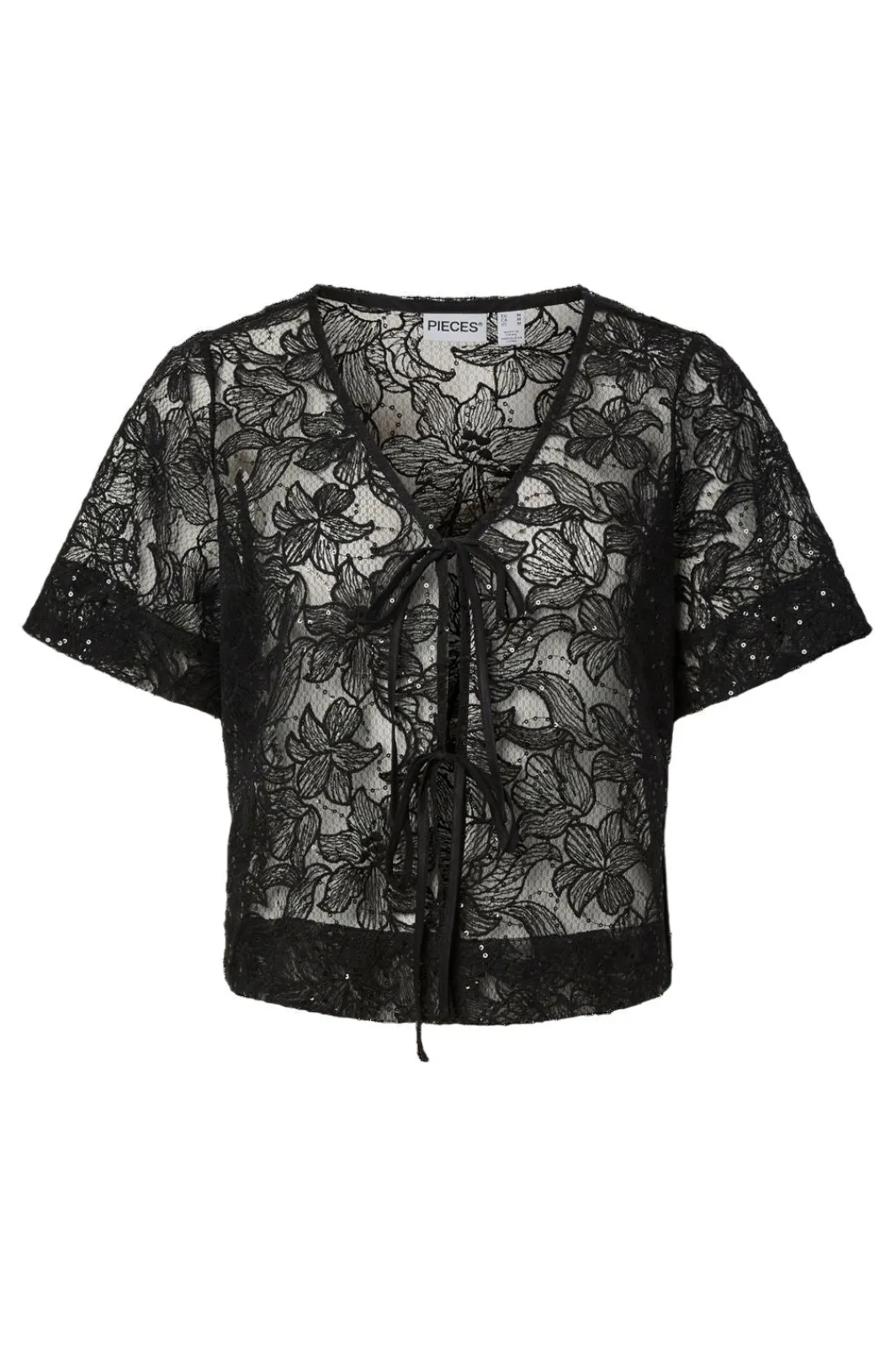 Outlet Pieces Pclouise 2/4 V-Neck Tie Top 5042915 Black