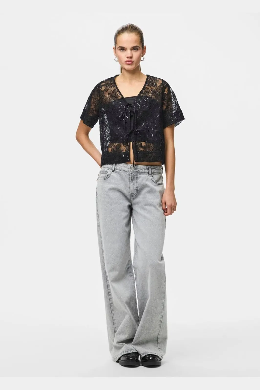 Outlet Pieces Pclouise 2/4 V-Neck Tie Top 5042915 Black