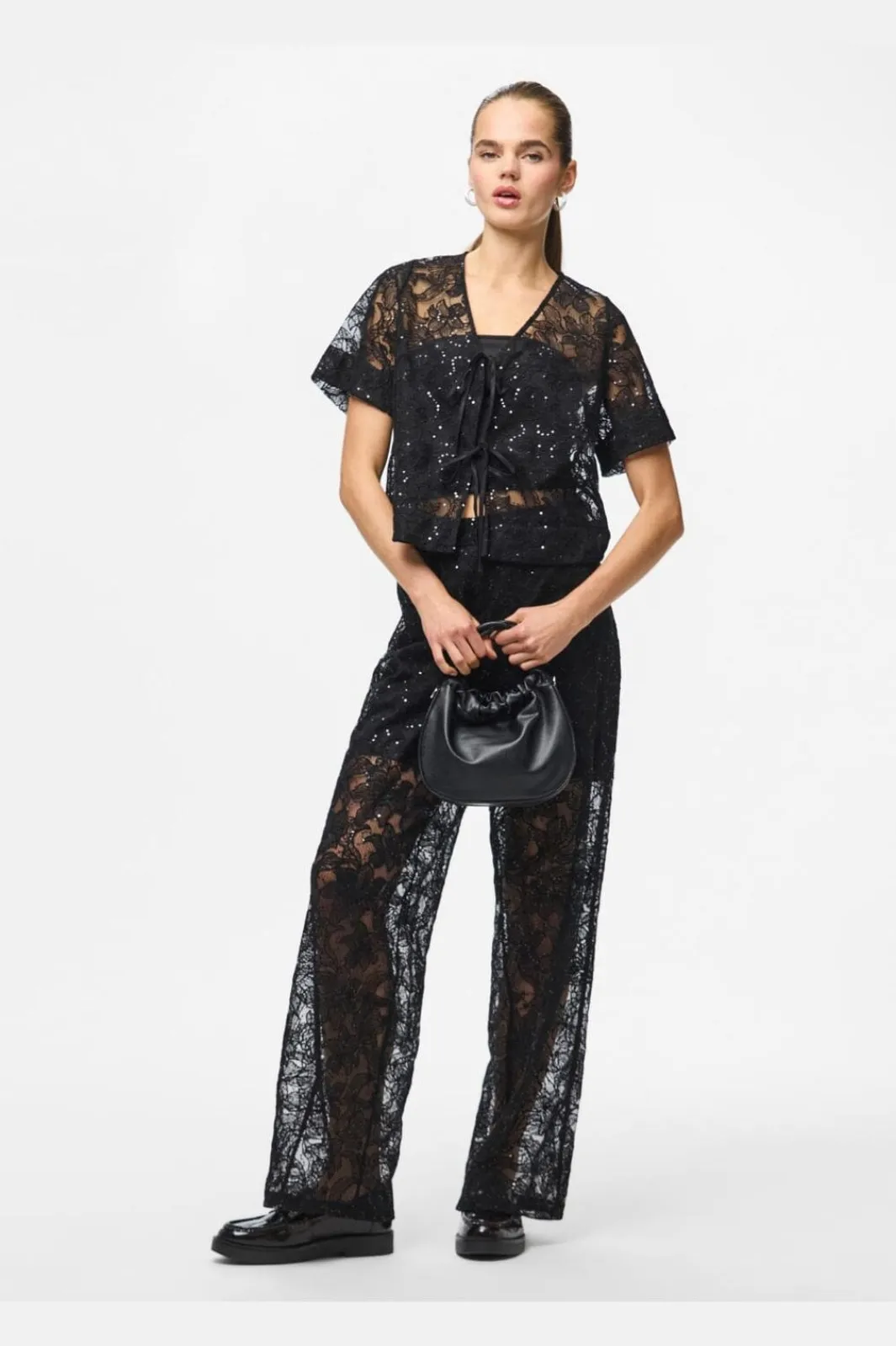 Outlet Pieces Pclouise 2/4 V-Neck Tie Top 5042915 Black