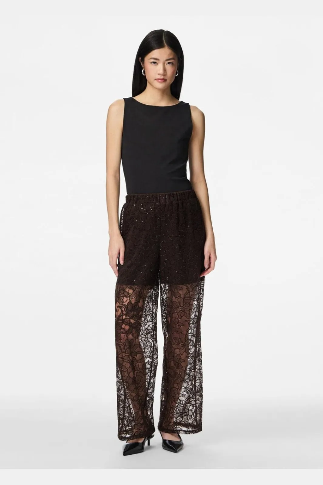 Sale Pieces Pclouise Straight Pants 5050000 Delicioso Tone In Tone Sequence
