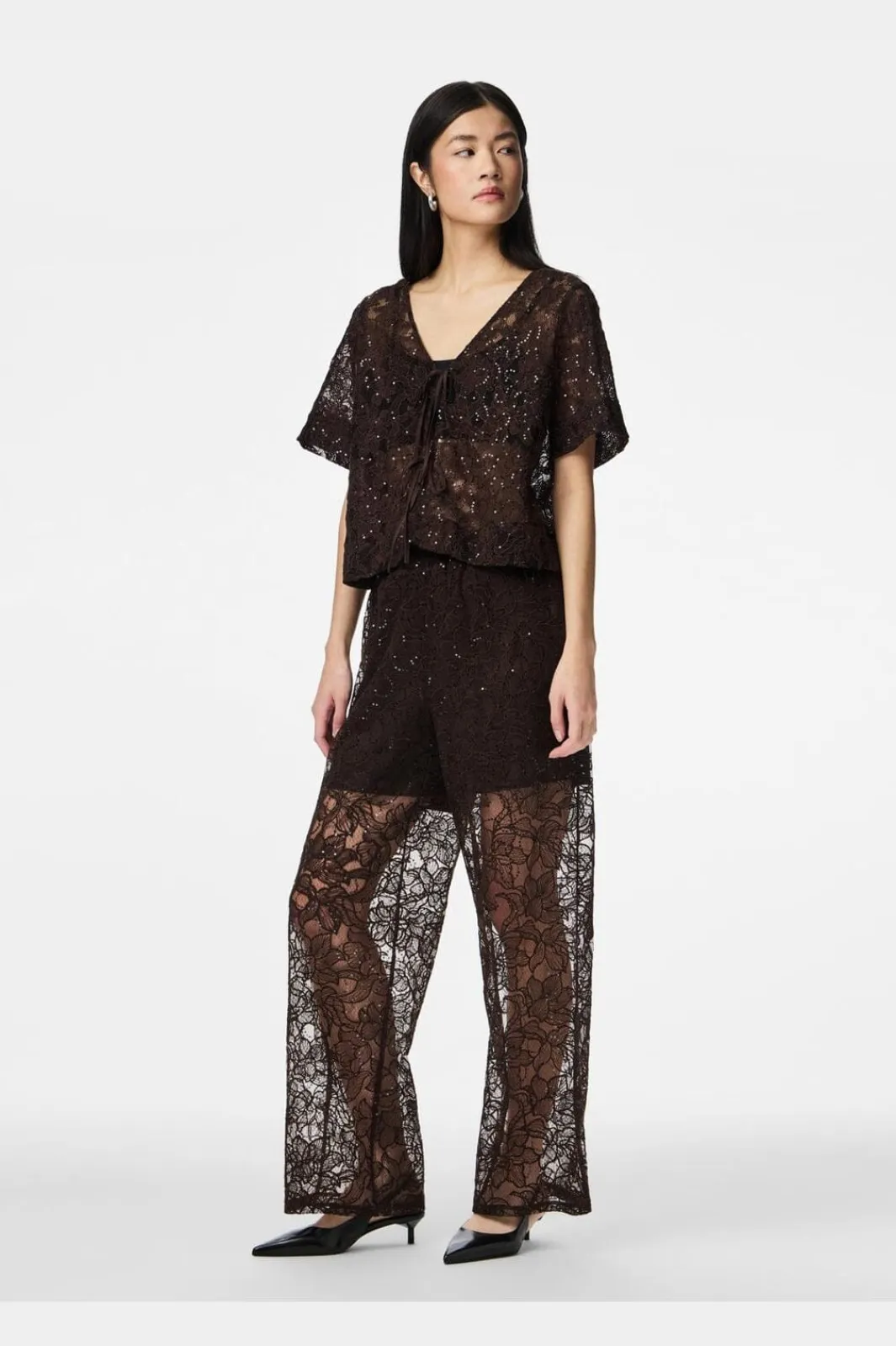 Sale Pieces Pclouise Straight Pants 5050000 Delicioso Tone In Tone Sequence