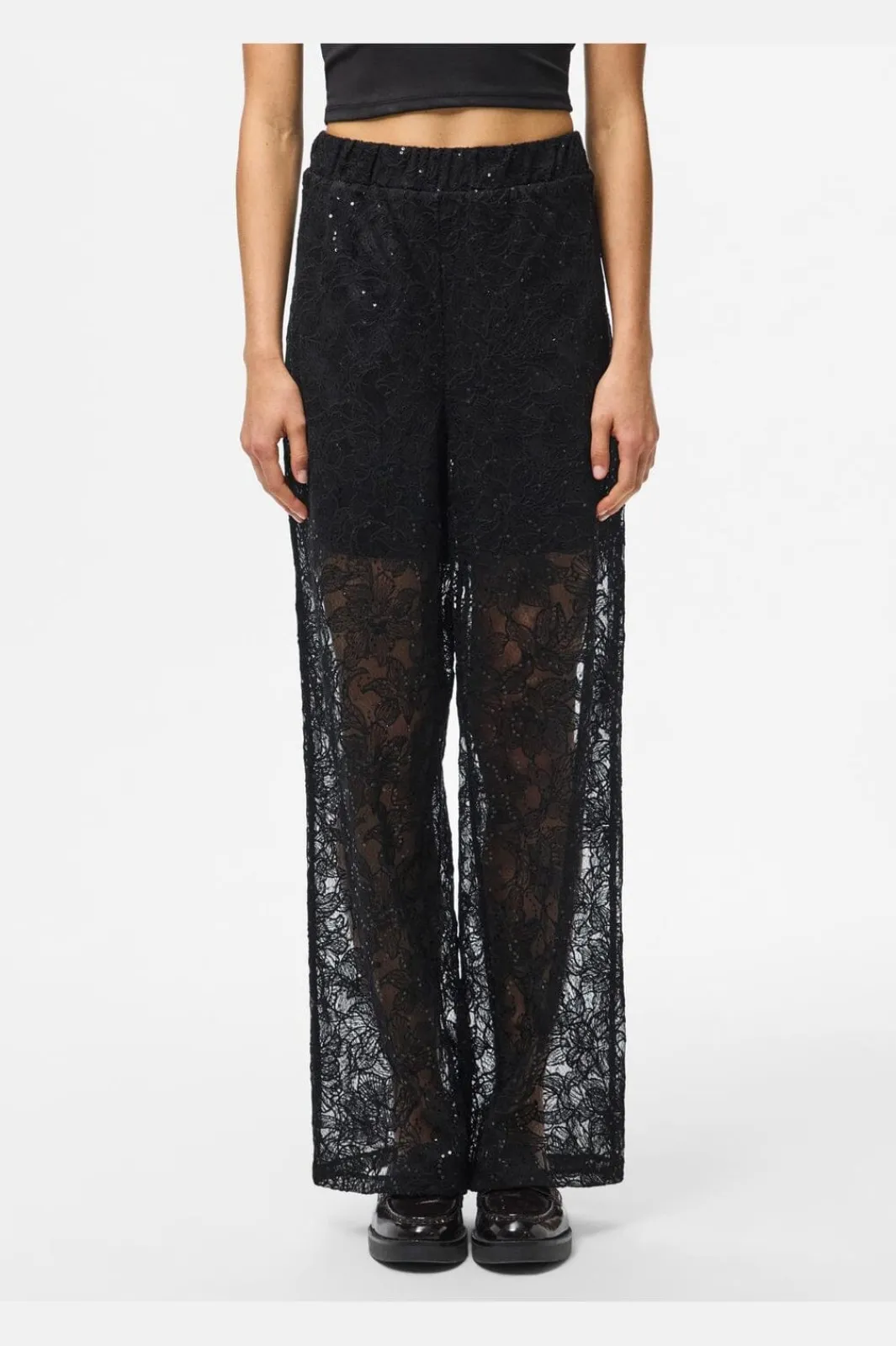 Clearance Pieces Pclouise Straight Pants 5039172 Black Black Sequins