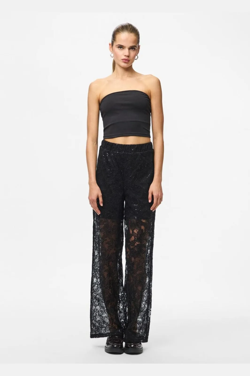 Clearance Pieces Pclouise Straight Pants 5039172 Black Black Sequins