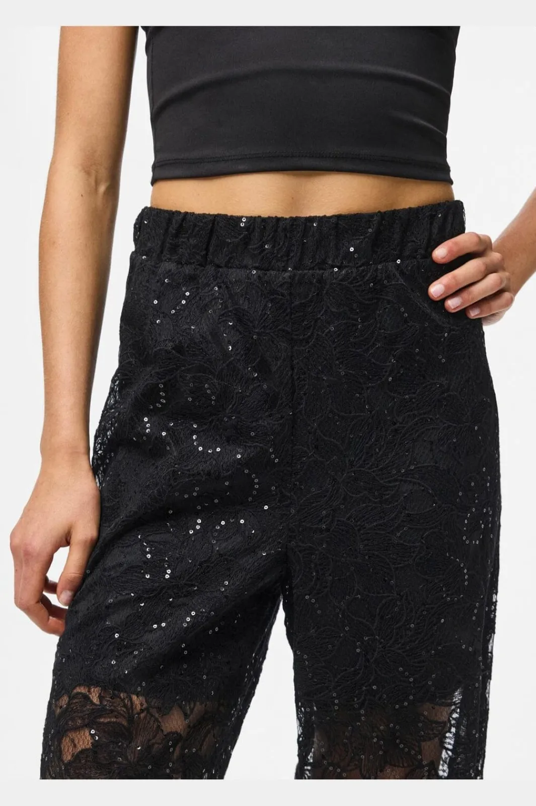 Clearance Pieces Pclouise Straight Pants 5039172 Black Black Sequins