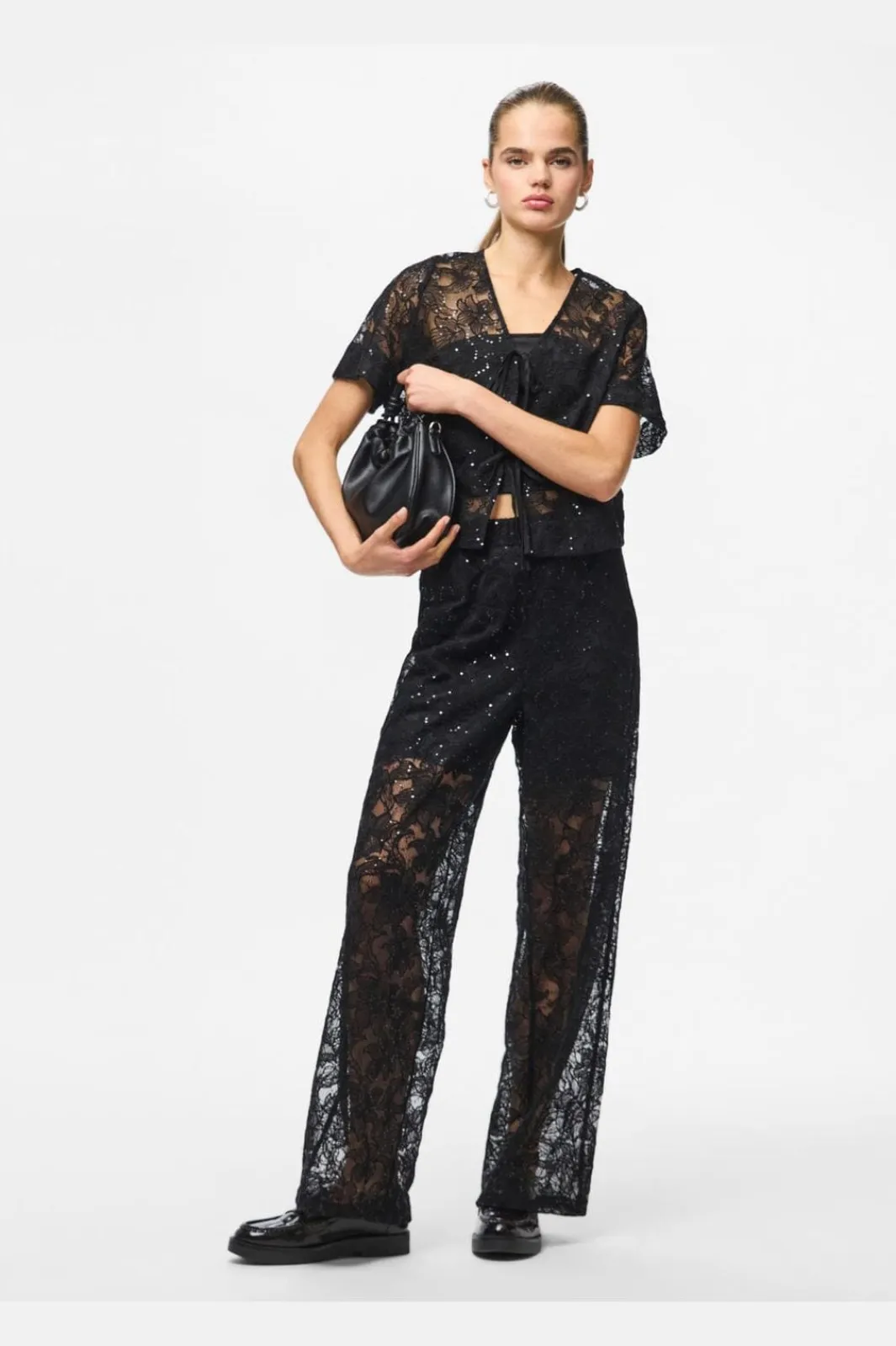 Clearance Pieces Pclouise Straight Pants 5039172 Black Black Sequins