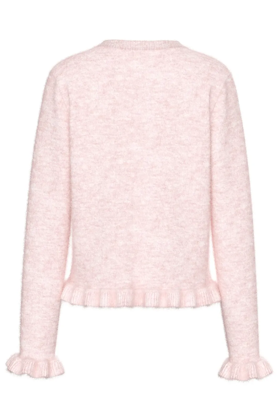 Discount Pieces Pclydia Ls Frill Knit Cardigan Fsy 5009994 Roseate Spoonbill