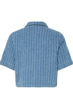 Best Pieces Pcmalba Ss Denim Shirt 4847929 Medium Blue Denim Washed