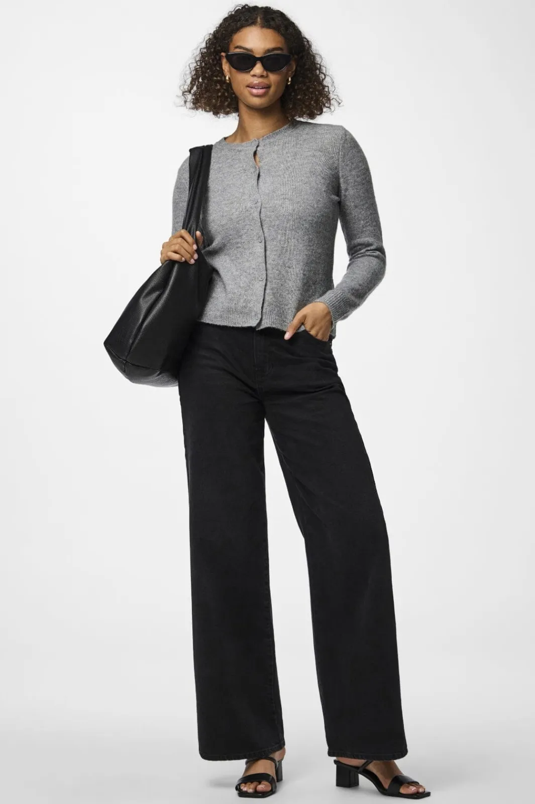Clearance Pieces Pcmalou Ls Knit Cardigan 4635852 Medium Grey Melange