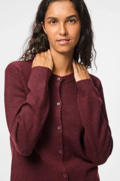 Discount Pieces Pcmalou Ls Knit Cardigan 4864698 Tawny Port Melange