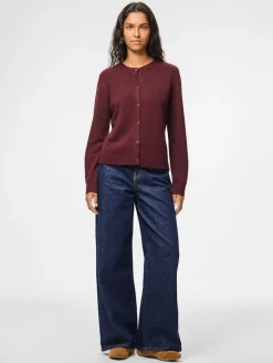 Discount Pieces Pcmalou Ls Knit Cardigan 4864698 Tawny Port Melange