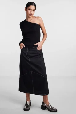 Discount Pieces Pcmandy One Shoulder Knit Top Dmo Black