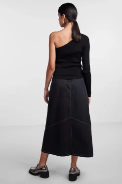 Discount Pieces Pcmandy One Shoulder Knit Top Dmo Black