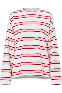 Online Pieces Pcmila Ls Loose Tee 4902153 Roseate Spoonbill Adrenaline Rush/Cloud Dancer