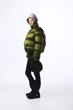 Clearance Pieces Pcmilla Shiny Puffer Jacket W. Hood 4880204 Military Olive