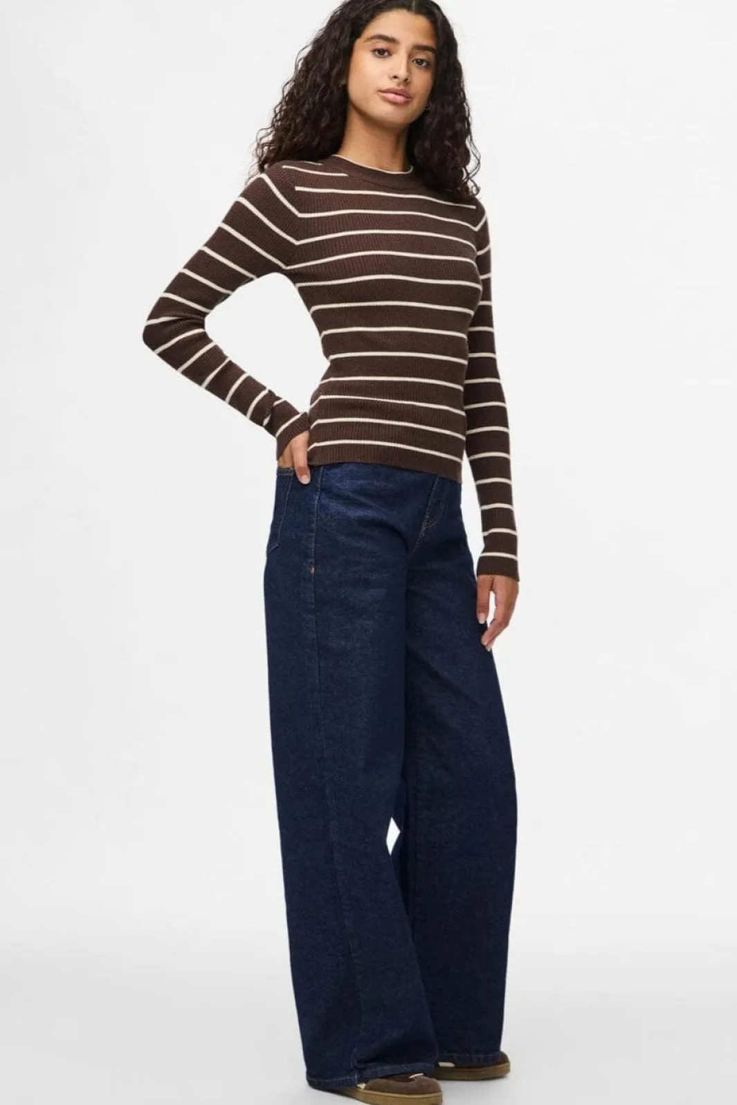 Discount Pieces Pcmira New Ls O-Neck Knit 4803164 Hot Fudge Birch Narrow