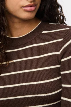 Discount Pieces Pcmira New Ls O-Neck Knit 4803164 Hot Fudge Birch Narrow