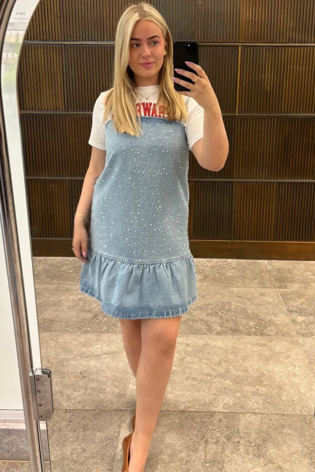 Discount Pieces Pcnoel Short Slip Denim Dress Fsy 4936547 Light Blue Denim Rhine Stones
