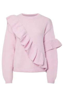 Outlet Pieces Pcnor Ls O-Neck Knit Frill Pullover 4993337 Pink Tulle