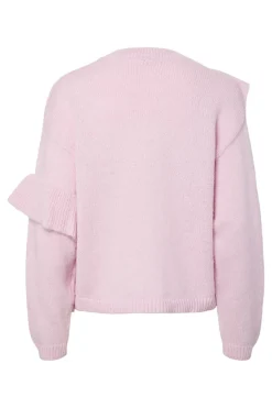 Outlet Pieces Pcnor Ls O-Neck Knit Frill Pullover 4993337 Pink Tulle