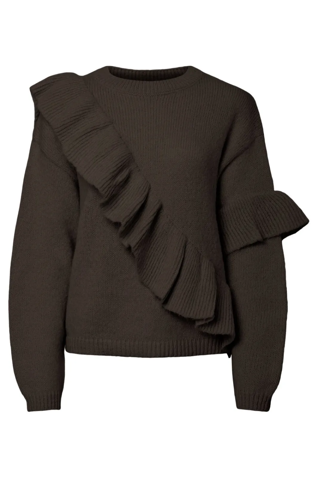 New Pieces Pcnor Ls O-Neck Knit Frill Pullover 5065979 Delicioso