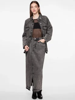 Pieces Pcnora Ankle Skirt 4499395 Grey Denim