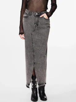 Pieces Pcnora Ankle Skirt 4499395 Grey Denim