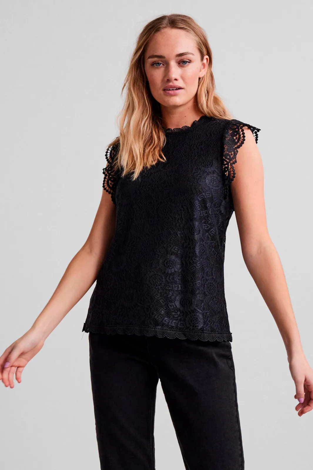 Hot Pieces PcOlline Sl Lace Top Black