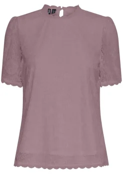 Outlet Pieces Pcolline Ss Lace Top 4474972 Woodrose